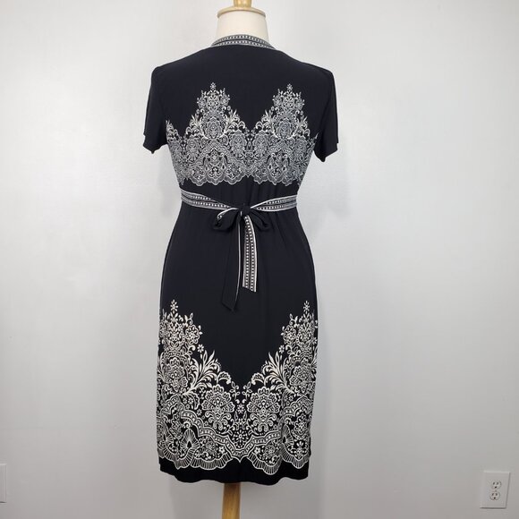 Motherhood maternity Black Off White Short Sleeve Tie Back Maternity Dress XL - Picture 6 of 10